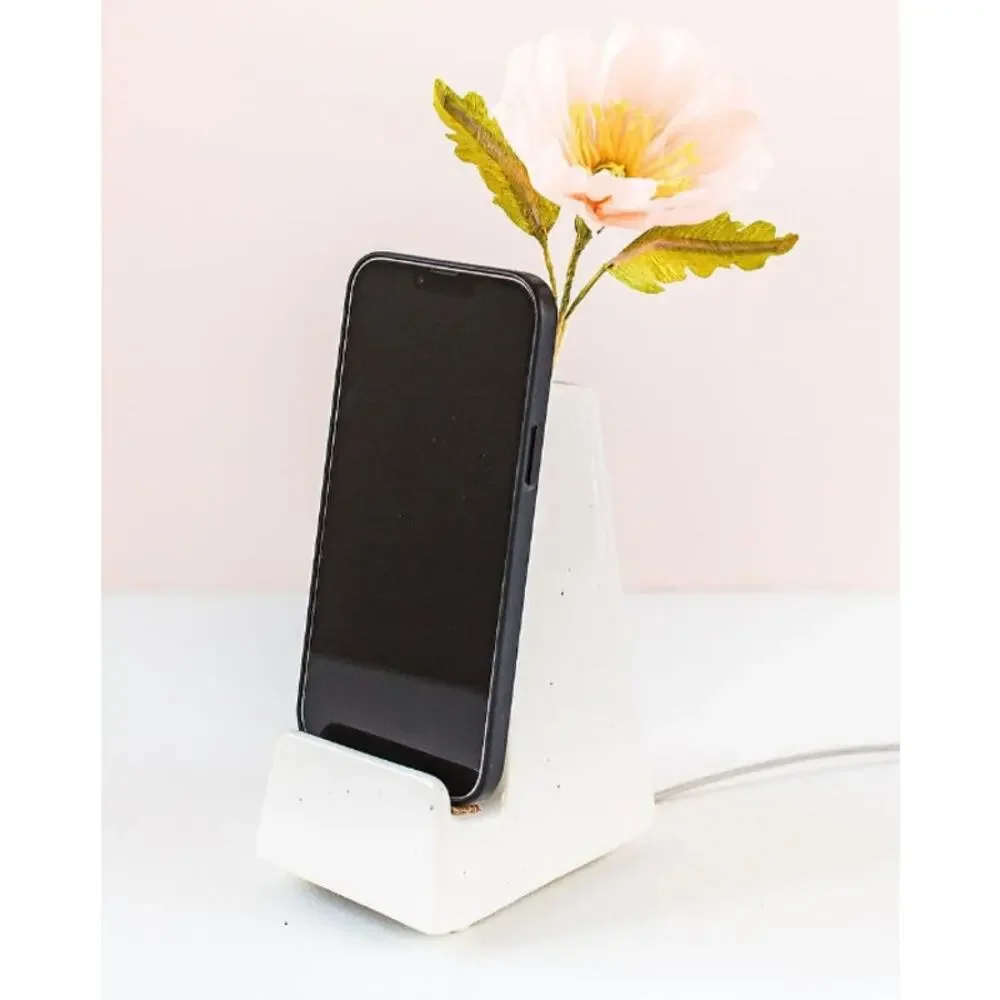 Stak Ceramic Cell Phone Dock Stand Holder Vase Combo